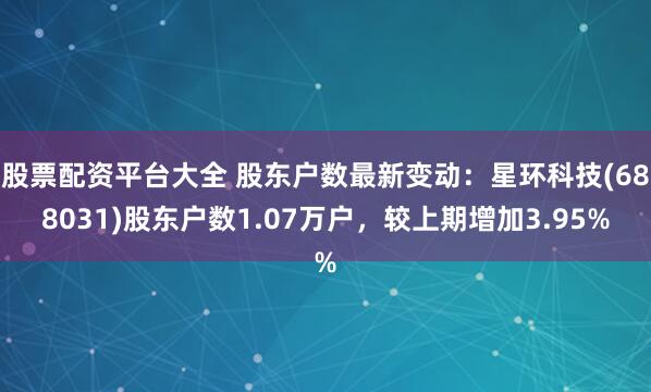 股票配资平台大全 股东户数最新变动：星环科技(688031)股东户数1.07万户，较上期增加3.95%